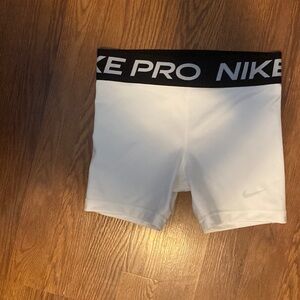 White Nike pro spandex shorts